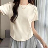 ライトベージュ | 無地 Tシャツ クルーネック レディース | ANGELCLOSET