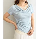 ライトブルー | レースドッキングオフショルTシャツ 半袖 | Miniministore