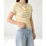 ライトイエロー | レースドッキングオフショルTシャツ 半袖 | Miniministore