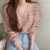 ピンク | チェック柄 ニットカーディガン 春秋冬 | SUNSHINE CLOSET