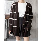 ブラウン | ニットカーディガン BIGチェック柄秋冬 | Miniministore