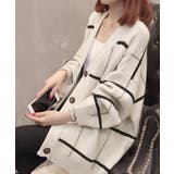 アイボリー | ニットカーディガン BIGチェック柄秋冬 | Miniministore