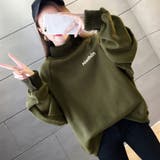 カーキ色 | 裏起毛 ロゴトレーナー レディース 韓国 | Miniministore
