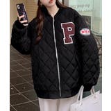 ブラック | 中綿ジャケット キルティングブルゾン防寒 | Miniministore