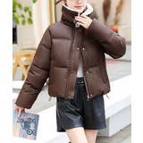 ダークブラウン | ボア襟エコダウンジャケット 中綿ブルゾン | Miniministore