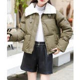 カーキ | ボア襟エコダウンジャケット 中綿ブルゾン | Miniministore