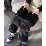 チャコールグレー | 裏起毛デニムパンツウエスト調節ボタン付き | Miniministore