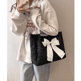 ブラック | ビッグリボントートバッグ 肩掛け 軽量鞄 | SUNSHINE CLOSET