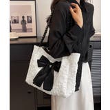 ホワイト | ビッグリボントートバッグ 肩掛け 軽量鞄 | SUNSHINE CLOSET