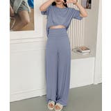ブルー | 半袖ルームウェアセットアップ レディース | Miniministore