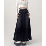 ネイビー | レトロデニムスカート ハイウエスト 韓国 | SUNSHINE CLOSET