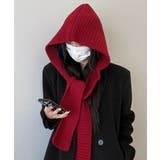 ワインレッド | フード付きニットマフラー韓国風バラクラバ | Miniministore