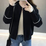 ブラック | ジップアップニットジャケット レディース | Miniministore