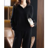 ブラック | セットアップニット レディース 秋冬韓国 | SUNSHINE CLOSET