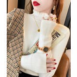 オフホワイト | 裏起毛 メロウニットトップス ハイネック | SUNSHINE CLOSET