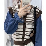 ダークブラウン | ドッキングニット ボーダーニットトップス | Miniministore