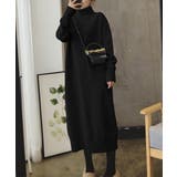 ブラック | ハイネックニットワンピースゆったり秋冬服 | SUNSHINE CLOSET