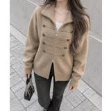 ベージュ | ダブルジップニットカーディガン長袖ニットアウターメタルボタン ゆったり無地トップ… | SUNSHINE CLOSET