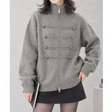 グレー | ダブルジップニットカーディガン長袖ニットアウターメタルボタン ゆったり無地トップ… | SUNSHINE CLOSET