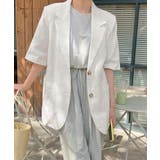 ホワイト | ゆったり リネンサマージャケット体型カバー 薄手ジャケット着やせ | SUNSHINE CLOSET