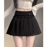 ブラック | フリルスカパンプリーツキュロットスカート | Miniministore