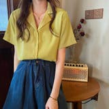 マスタード | カラー開襟シャツ レディース 韓国風 | ANGELCLOSET