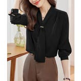 ブラック | ボウタイ ブラウス レディース Vネック | Miniministore