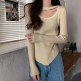 ベージュ | 韓国風 リブニット トップス レディース | Miniministore