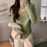 ピーグリーン | 韓国風 リブニット トップス レディース | Miniministore
