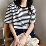 ダークネイビー(黒より) | カラーボーダー Tシャツ レディース半袖 | Miniministore