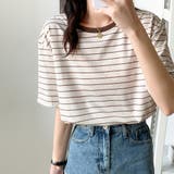 ブラウン | トップス ボーダー柄 tシャツ 半袖 夏 | Miniministore
