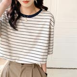 ネイビー | トップス ボーダー柄 tシャツ 半袖 夏 | Miniministore