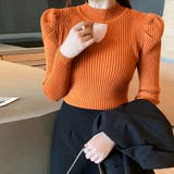 オレンジ | プチハイネック リブニットトップス 長袖 | Miniministore