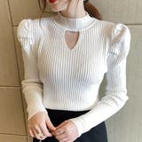 ホワイト | プチハイネック リブニットトップス 長袖 | Miniministore