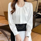 ホワイト | フロントタックブラウス レディース 長袖 | Miniministore