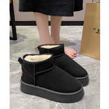 ブラック | 厚底ムートンブーツ 裏起毛ショートブーツ | Miniministore