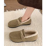 ベージュ | ファーモカシンシューズ レディース裏起毛 | ANGELCLOSET