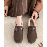 ブラウン | ファーモカシンシューズ レディース裏起毛 | ANGELCLOSET