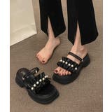 ブラック | フリルサンダル厚底パールサンダル2way | Miniministore