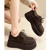 ブラウン | 厚底レースアップモカシンシューズ韓国風靴 | Miniministore