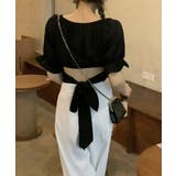 ブラック | オフショルダーブラウス バックリボン夏服 | ANGELCLOSET