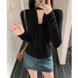 ブラック | リボンタイ付きトップス ボウタイtシャツ | SUNSHINE CLOSET