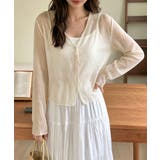 ベージュ | レディース 涼感クロップド丈カーディガン 透け感 | SUNSHINE CLOSET