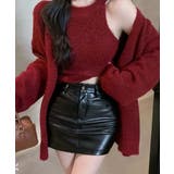 ワインレッド | ゆったり長袖ニットカーディガン 秋冬セットアップレディース無地ニットトップス レ… | SUNSHINE CLOSET