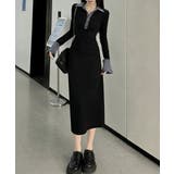 ブラック | ポロ衿ロングワンピースハーフボタンワンピ | Miniministore