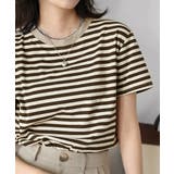 ブラウン | ボーダーtシャツ半袖 レディース 韓国風 | ANGELCLOSET