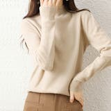ライトベージュ | プチハイネックニットトップス レディース | Miniministore