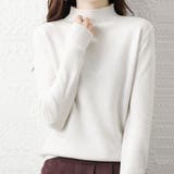 ホワイト | プチハイネックニットトップス レディース | Miniministore