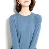 くすみブルー | クルーネック ニットプルオーバー 春秋冬 | Miniministore
