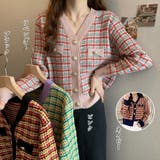チェック柄 ニットカーディガン 春秋冬 | Miniministore | 詳細画像2 